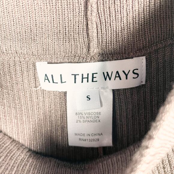 ALL THE WAYS Kasey Knit Jogger Pant Mocha Brown Ribbed Drawstring Sz S - Picture 10 of 10